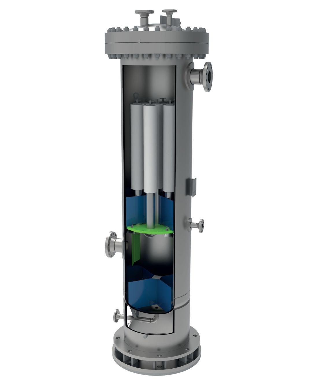 Close-up van een coalescer filter voor efficiënte vloeistofafscheiding